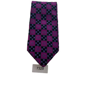 Robert Talbott Mens Tie Purple Square Geometric Silk HandSewn Embroidered